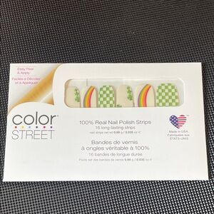 Color Street Green Checkered and Rainbow Nail Strips